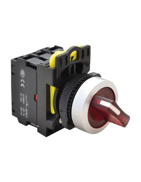 Interruptor seletor luminoso vermelho 2 posições 1NO+1NC 22mm NYK3-SL21R| ADAJUSA : preço