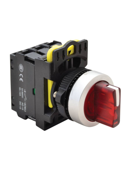 Red luminous selector switch 3 positions 1NA+1NC 22mm NYK3-SL31R | ADAJUSA | price