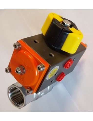 2 2/2-way valve with pneumatic rotary actuator