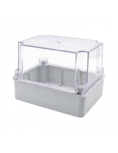 Caixa plástica 310x230x180mm tampa transparente lisa