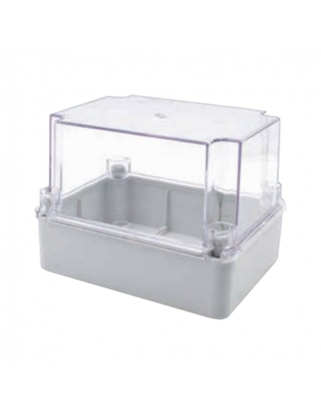Caixa plástica 310x230x180mm tampa transparente lisa