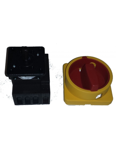 Interruptor 4 polos 25A Tamanho 67 botão amarelo-vermelho