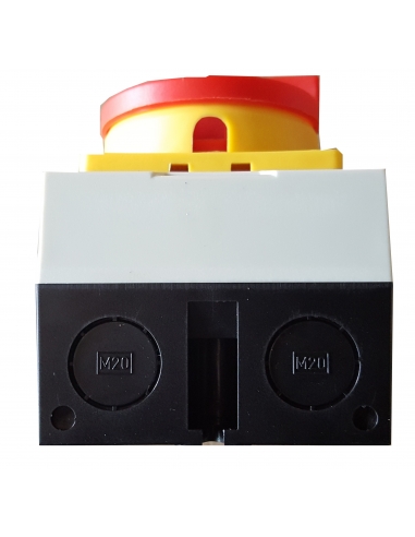 Box with three-phase switch 32A (3 poles) yellow-red control
